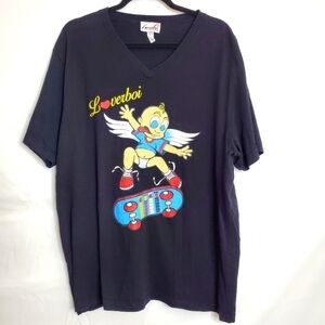 Instant Gratification Rare Loverboi Graphic Tee 2XL Cherub Wings Skateboard Y2K